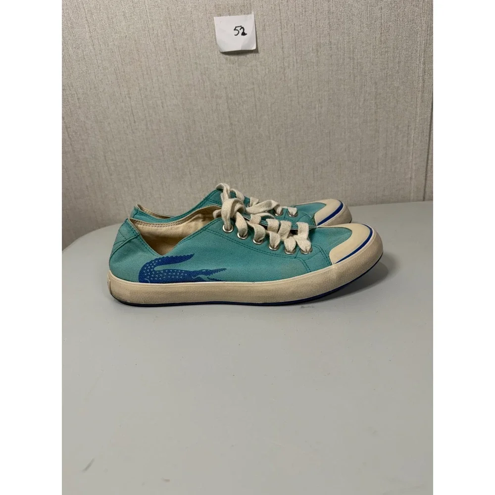 Lacoste Canvas Croc 34W Teal Blue Low Top Sneakers Womens 8 11CAW0735‎